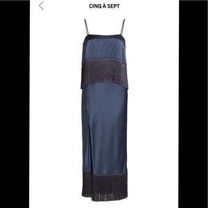 CINQ À SEPT blue silk midi dress
